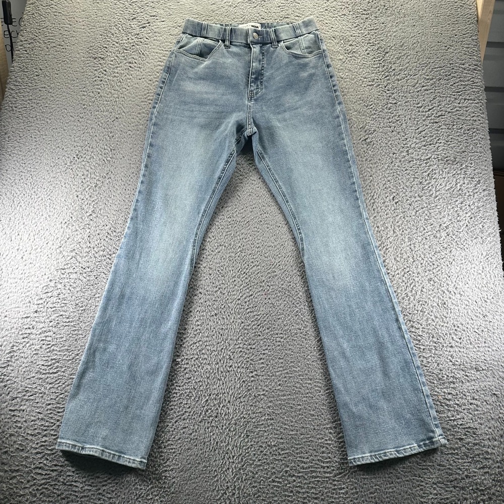 Fashion Nova Jeans Womens 9 Blue Cotton Denim Bootcut Stretch Faded Workwear